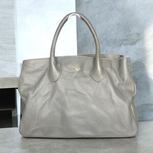 Mark & Graham Gray Elisabetta Slouch Leather Satchel tote pebbled leather Italy